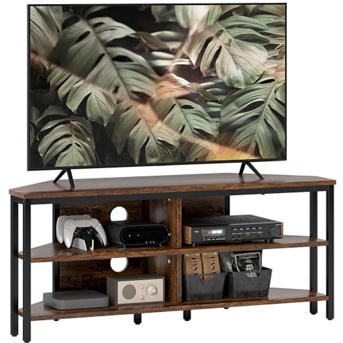 Hoek TV-standaard voor TV's tot 50 inch met opbergplanken en kabelmanagement