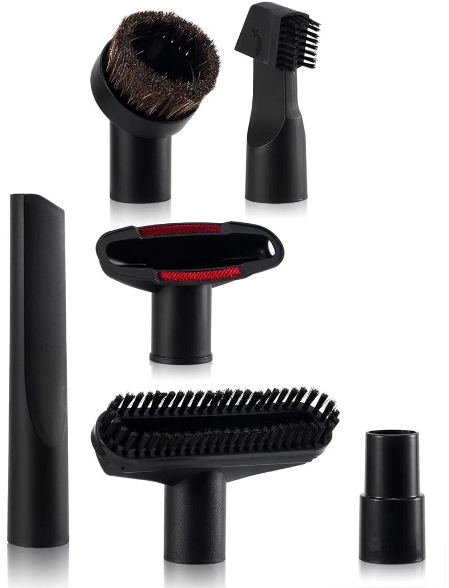 OIMG Stofzuiger Zuigmond Set - 6 Stuks - geschikt voor Miele，Philips，AEG，Karcher，Bosch，Numatic，Nilfisk - spleetzuigmond - Universeel Opzetstuk - zwart