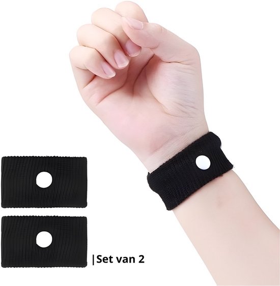 Knaak Anti Wagenziek Bandjes - Polsbandjes - Tegen Misselijkheid - Set van 2 - Zwart