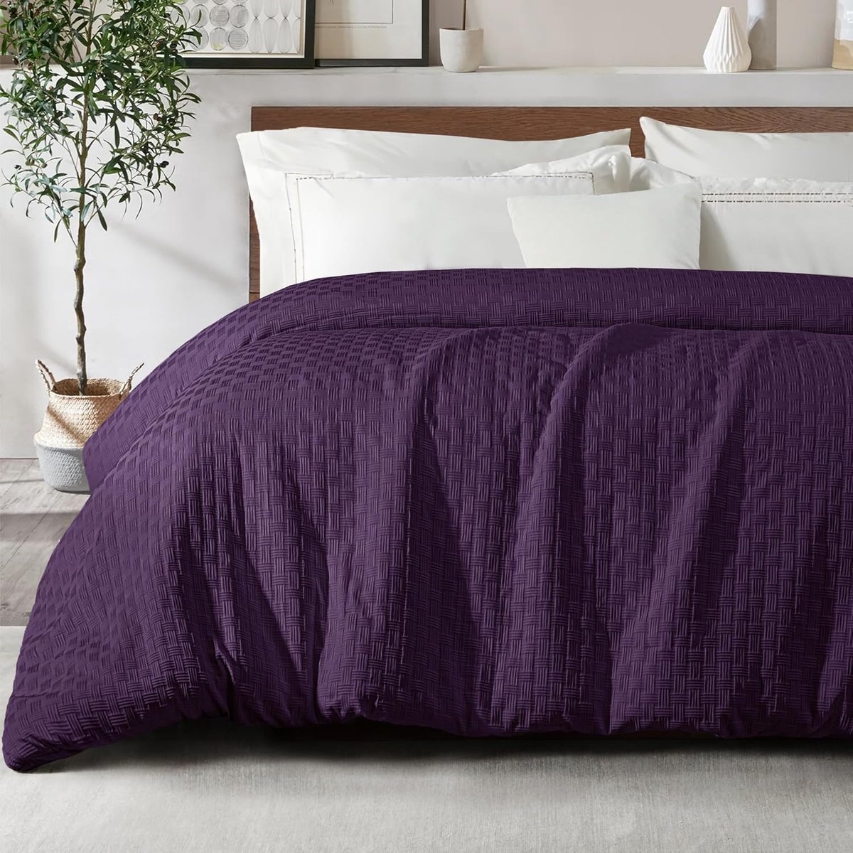 Dekbed van 200 x 200 cm, warm en superzacht dekbed voor het hele jaar, ademend slaapdekenvoor 4 seizoenen, paars