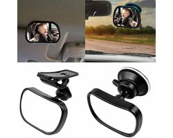 Vitdipy - Universele 2 in 1 Autospiegel - Baby Kind Auto Spiegel - Met zuignap en clip - Zwart