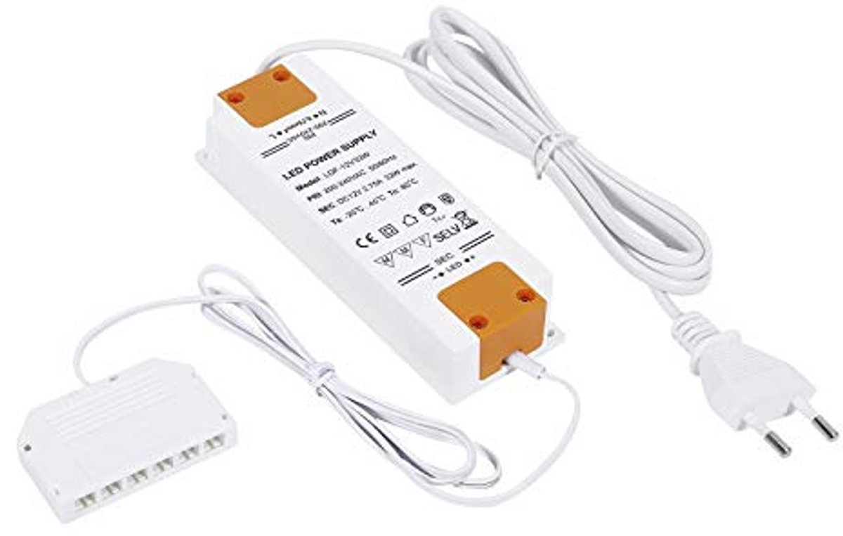LED Transformator 12V DC 33W met 6-voudige verdeler