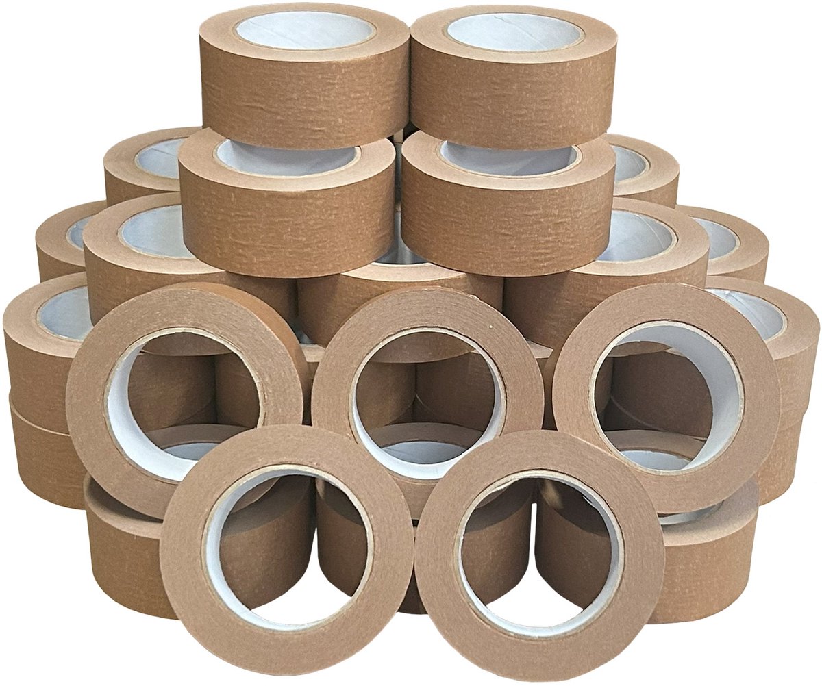 Kortpack - Papertape - 50mm x 50mtr - B-keus - Bruin - 36 Rollen - Plakt niet op zichzelf - Plakt goed op karton - (020.0107)