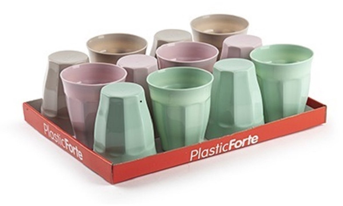 PlasticForte Drinkglazen - 36x stuks - gekleurd - kunststof - 250 ml - drinkbekers - onbreekbaar
