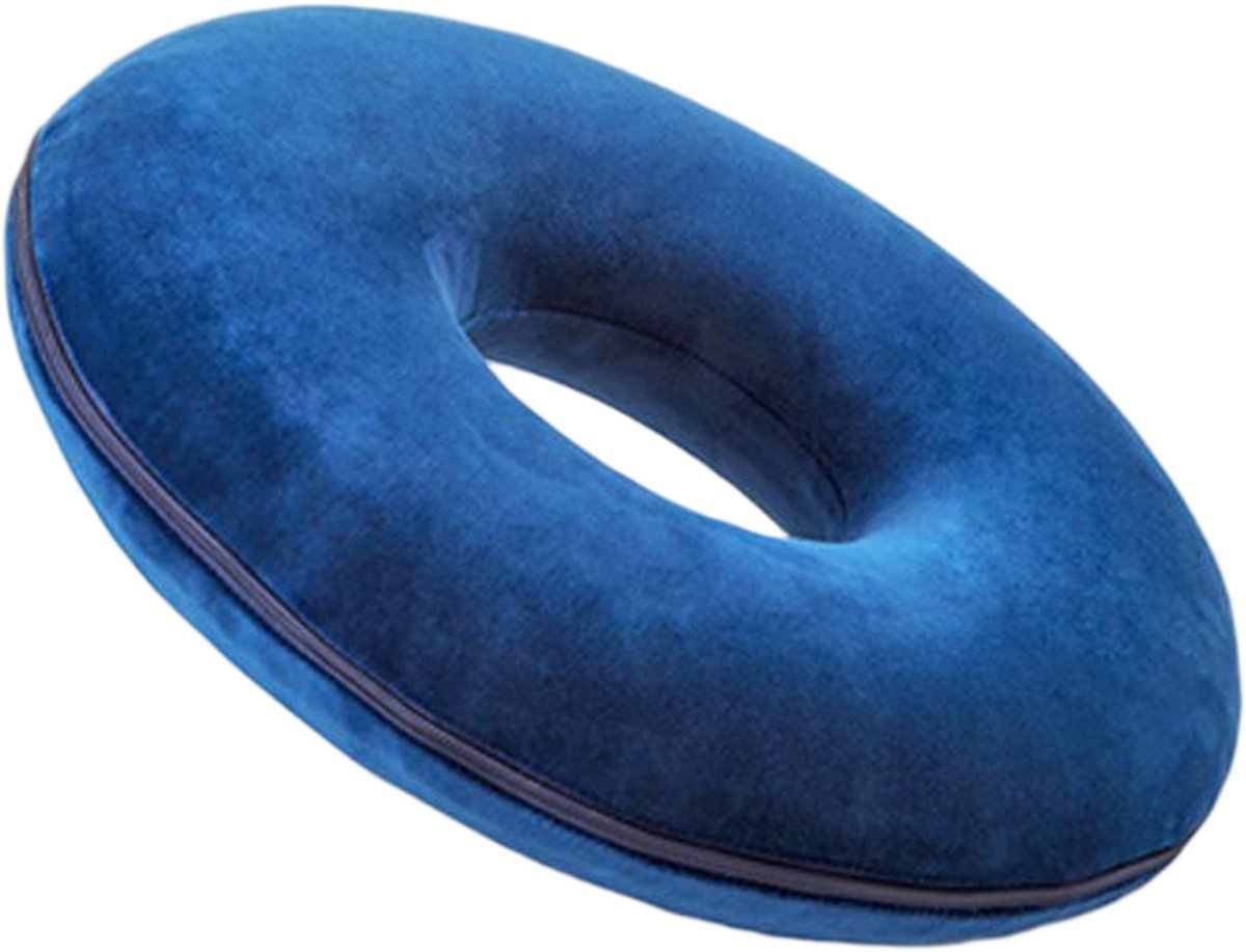 Geperforeerd kussen met gaten - 38 cm blauw donutkussen - geschikt voor zijslapers om oorpijn te verlichten - oorpijn - oorkussen - zijslaper geperforeerd - kussen om oorpijn te verlichten