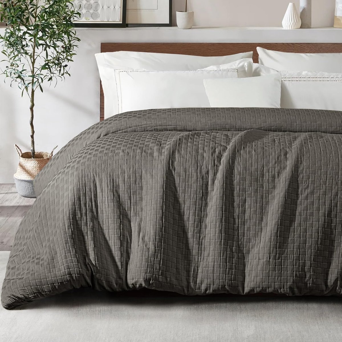 Dekbed van 200 x 200 cm, warm en superzacht dekbed voor het hele jaar, ademend slaapdekenvoor 4 seizoenen, donkergrijs