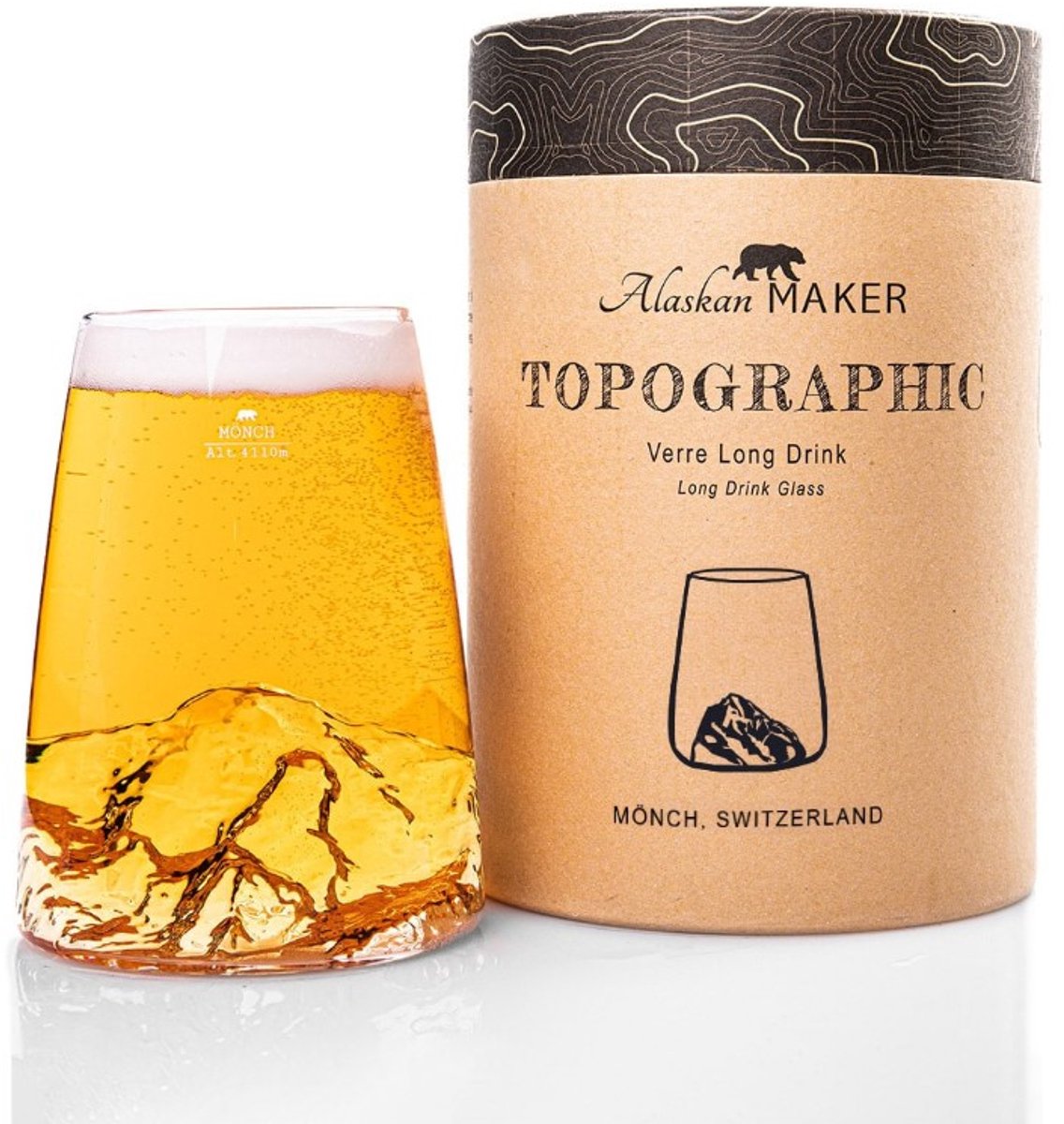 Alaskanmaker - Design Glas Topographic - Mönch - 1 Stuk