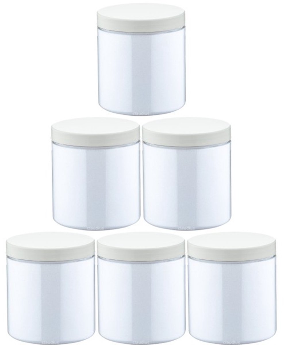 Scrubzout Perzik 300 gram - Pot met witte deksel - set van 6 stuks - Hydraterende Lichaamsscrub