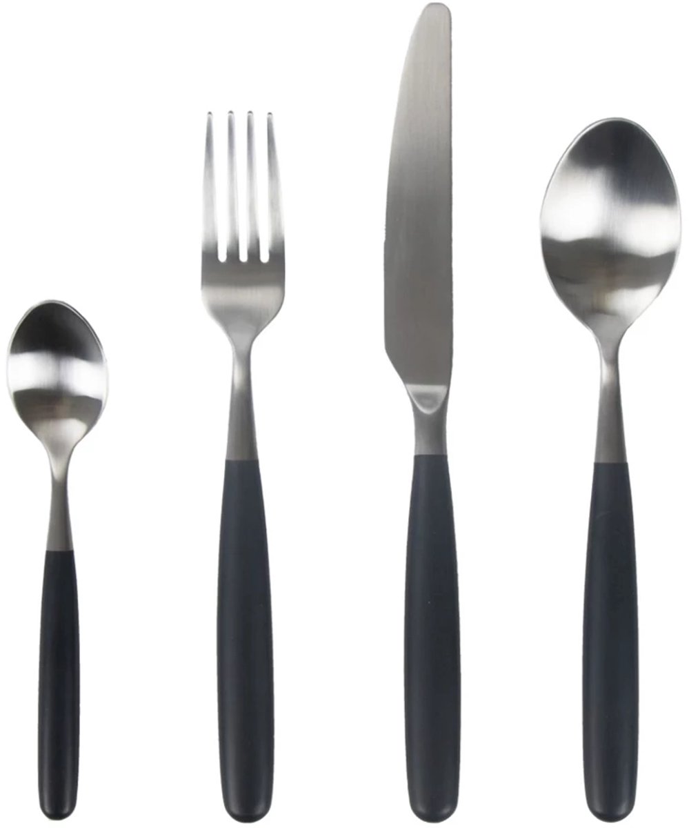 Pomax Renoir bestekset set van 16 handvat hars zwart