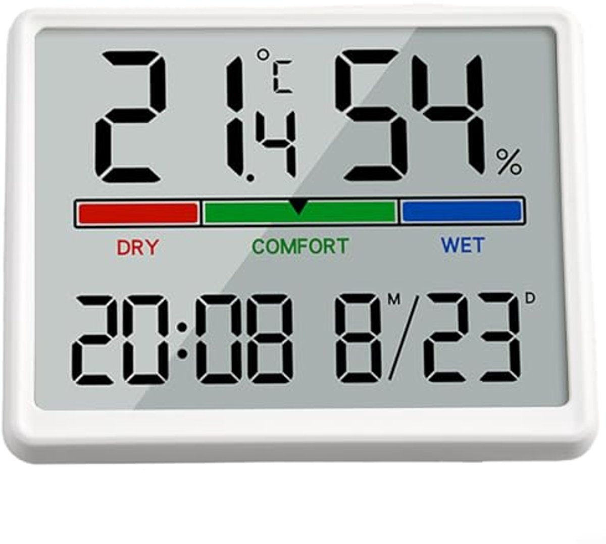 Digitale Kamerthermometer en Hygrometer met Klok en Comfortdisplay