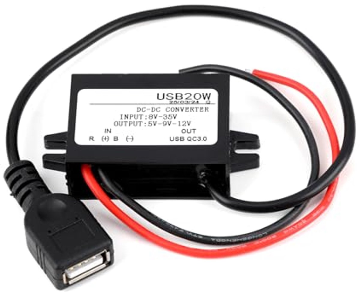 Waterdichte Spanningsconverter 8-32V naar 5V, 3A 20W - DC naar DC Omvormer voor Voertuigen, Boten en Kamperen