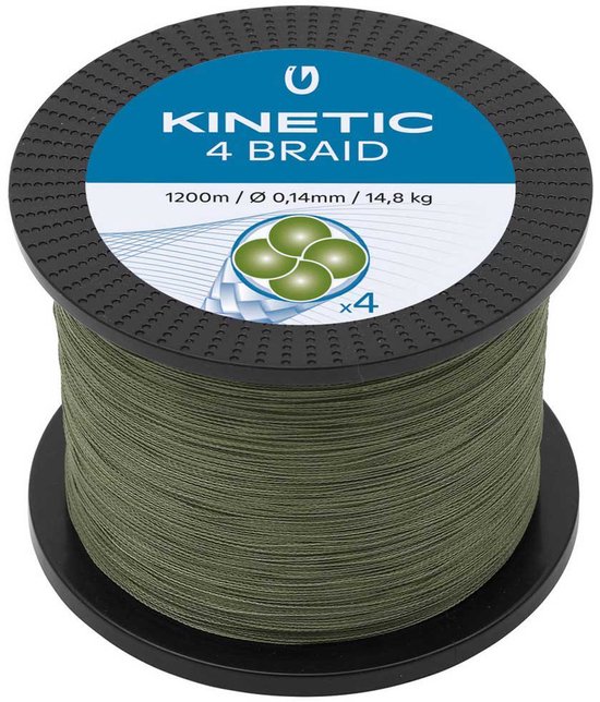 Ligne de pêche tressée Kinetic Cyber ​​4, 1200 m, verte, 0,350 mm