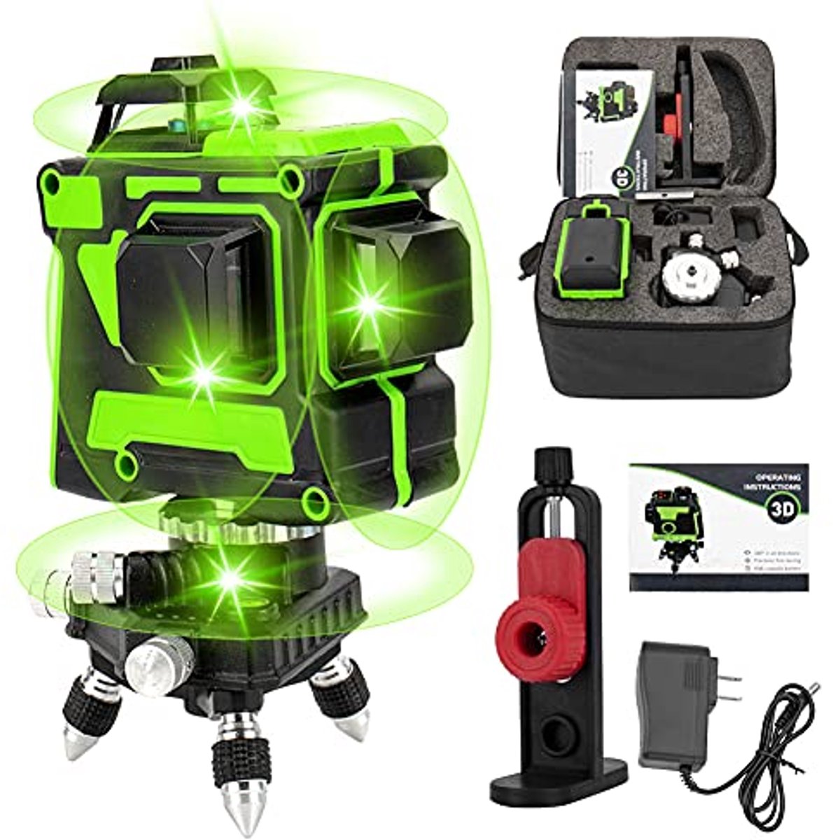 Zelfnivellerende Lijnlaser 12 Lijnen 3x360° met Groene Laser voor Nauwkeurige Metingen