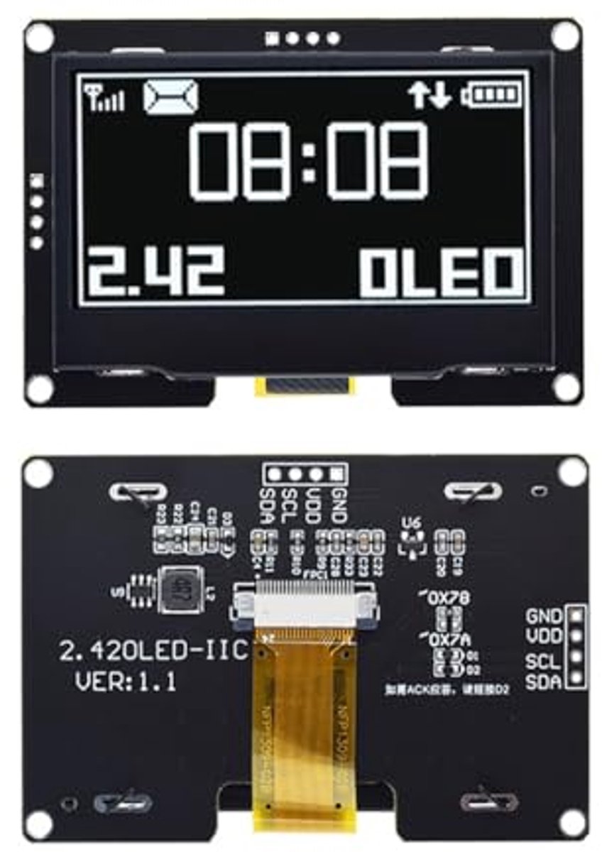 2,42 inch OLED-displaymodule 128 x 64 IIC met SSD1309