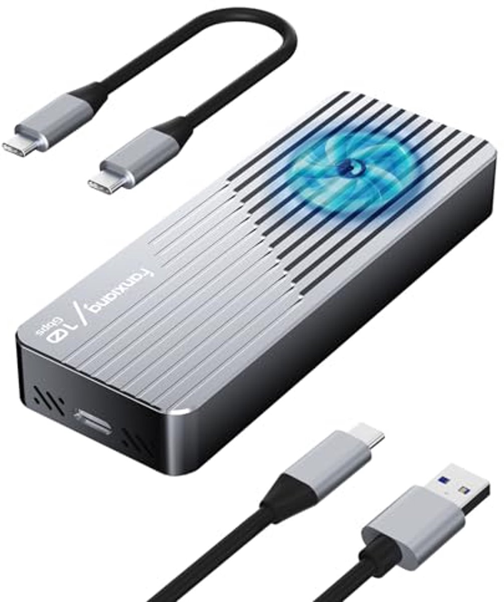 M.2 NVMe SSD-behuizing met Koelventilatorsysteem - USB 3.2 Gen2 voor 2230/2242/2280