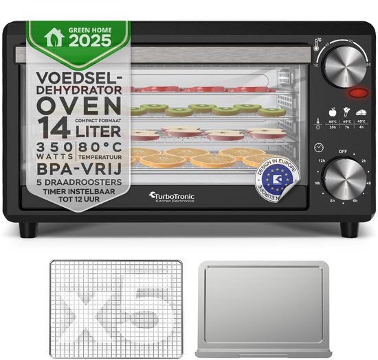 TurboTronic FD14 Voedseldroger - Droogoven - 14 Liter - Zwart