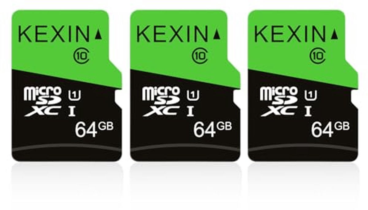 Micro SD-kaart 64GB 3-pack, UHS-I, U1, A1, C10 voor camera en smartphone