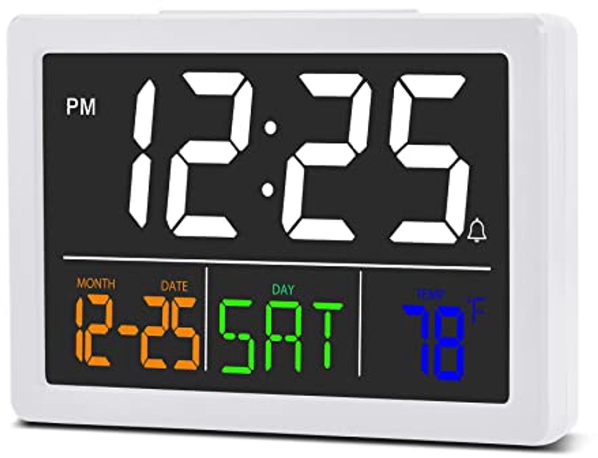 Digitale wekker met groot LED-display en USB-oplader