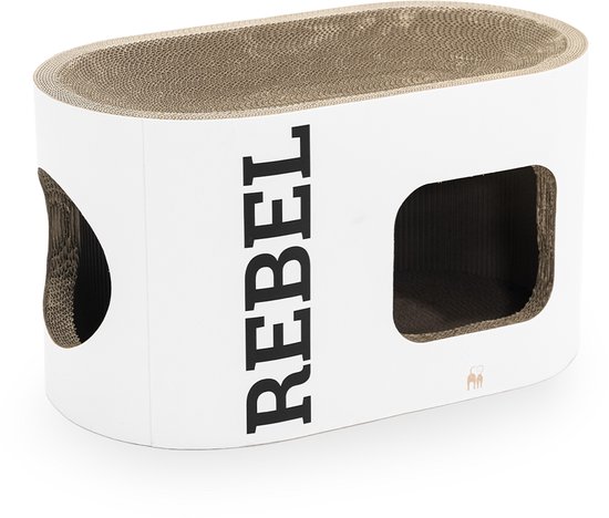 Griffoir Petrebels en carton pour Chats - Ruby 60 - Wit - Carton robuste - Maison à gratter Design - 60 x 32 x 34 cm