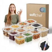 Ensemble de conservation alimentaire carré Soft Chef Viola 12 pièces (12 × 680 ml) – Contenants alimentaires en plastique sans BPA avec couvercles beiges – Bacs de conservation hermétiques et lavables au lave-vaisselle
