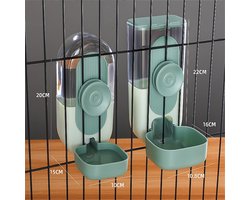 QTTVBTNA -Automatische Hangende Voer- en Drinkautomaat voor Kleine Huisdieren – Konijnen, Fretten, Katten, Honden, Vogels (Groen)