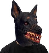 TECQX Luxe Horror Honden Masker - Verkleedmasker - Dierenmasker - Eng Honden masker - Honden Masker voor Kinderen en Volwassenen - Halloween - Carnaval Masker - Bloederige Bruin/Zwart