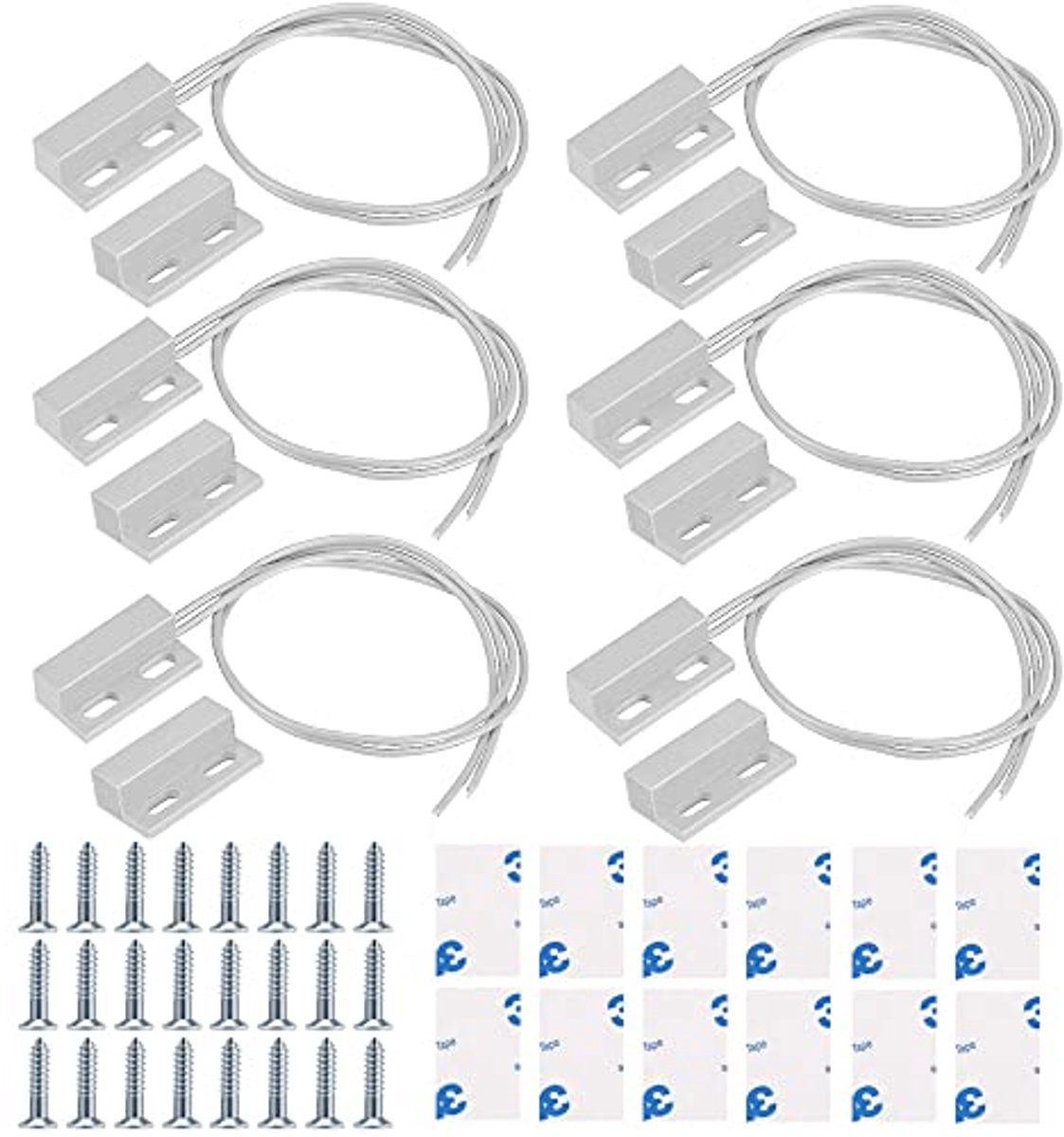 6 Stuks Wit Magnetische Schakelaar Deur Raam Contact Sensor Alarm Reed-schakelaar