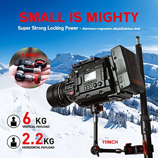 TARION TKA01-L Heavy Duty DSLR-statief Voor Bovenhandse Opnames – Scharnierende Arm Met C-klem – Belastbaar Tot 5 Kg – 1/4″ En 3/8″ Schroef – Verbeterde Versie