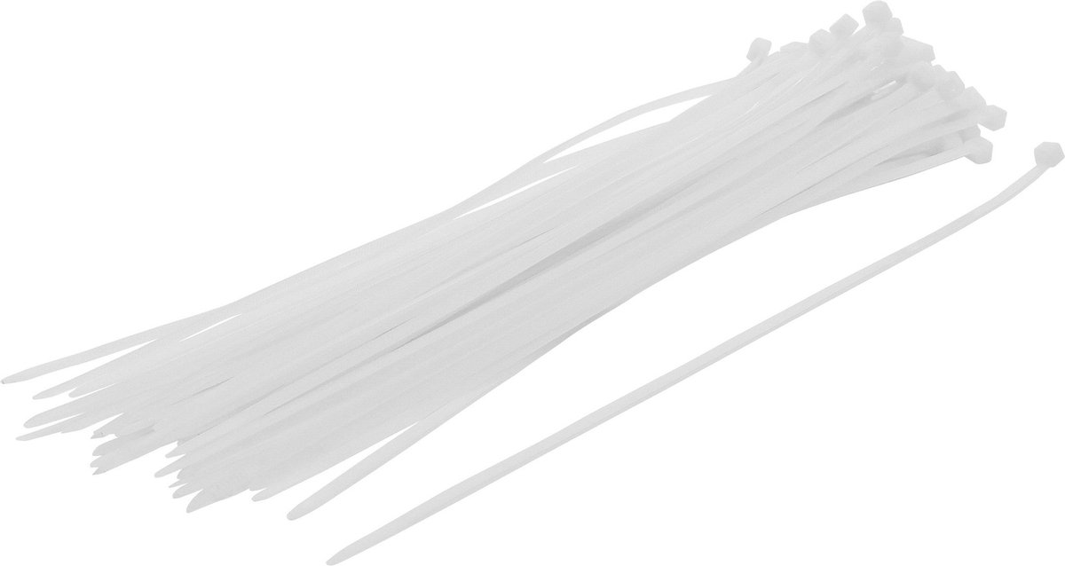 BGS Kabelbinder assortiment - wit - 4,8 x 300 mm - 50 delig