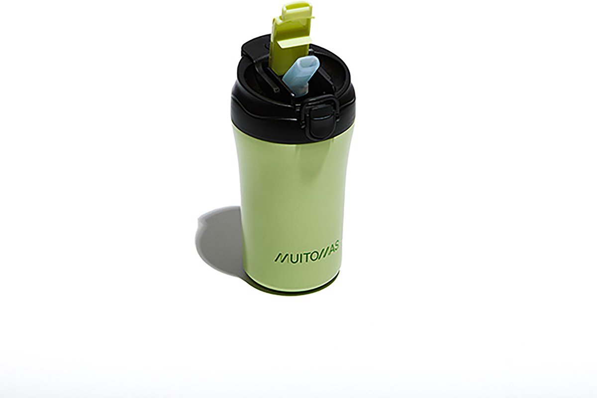 Muitomas Thermofles - Dubbel geïsoleerde voering -350ml – Vergrendeling op dop - 12 uur warm of 24 uur koude dranken – Groen