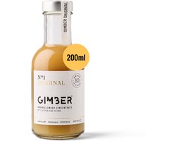 GIMBER Biologisch gemberconcentraat | 200 ml | alcoholvrije biologische drank van gember, citroen en kruiden, hoogwaardig.