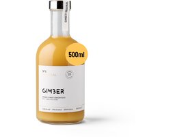 GIMBER Biologisch gemberconcentraat - 500 ml - alcoholvrije biologische drank van gember, citroen en kruiden, hoogwaardig.