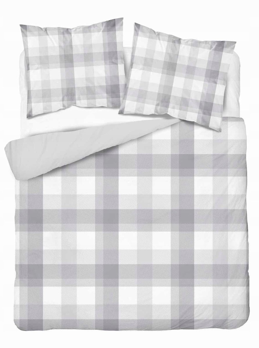 Microvezel Beddengoed 220x200 Grijs Ruit - Zacht & Kreukvrij