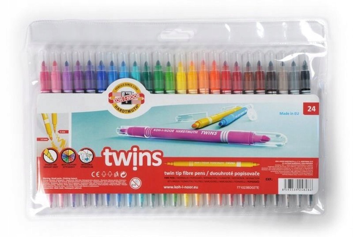 Koh-I-Noor Twins Dubbelzijdige Markers - 24 Levendige Kleuren