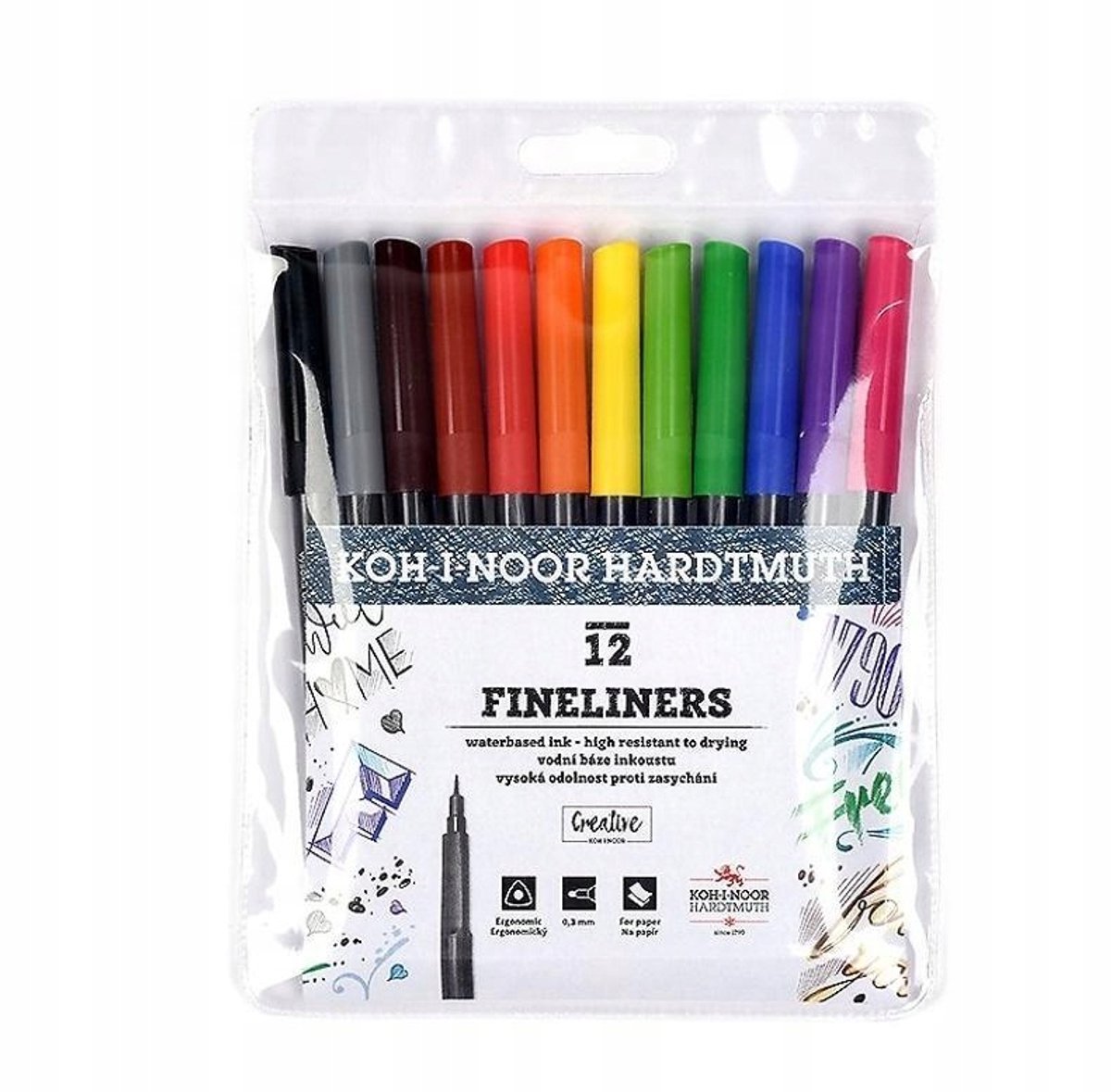 Koh-I-Noor Fineliner-set - 12 levendige kleuren