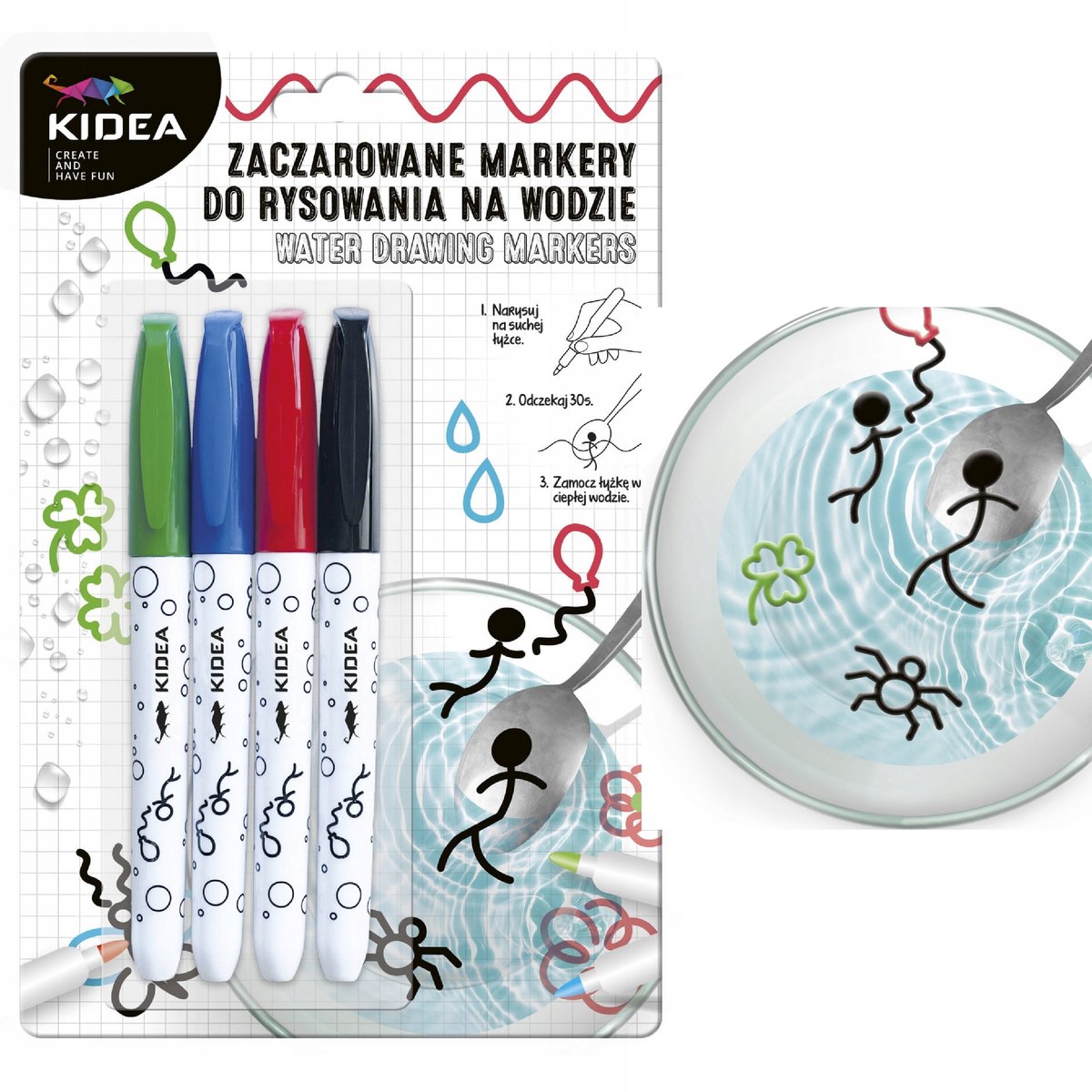 Kidea Magische Watertovers Markers - 4 Kleuren