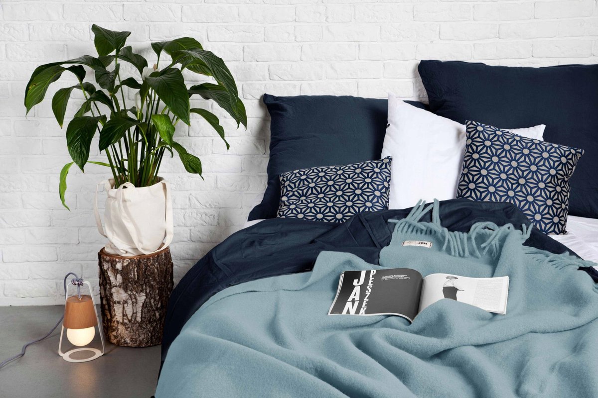 2x Kussensloop 80x80cm Katoen met Rits - Marineblauw