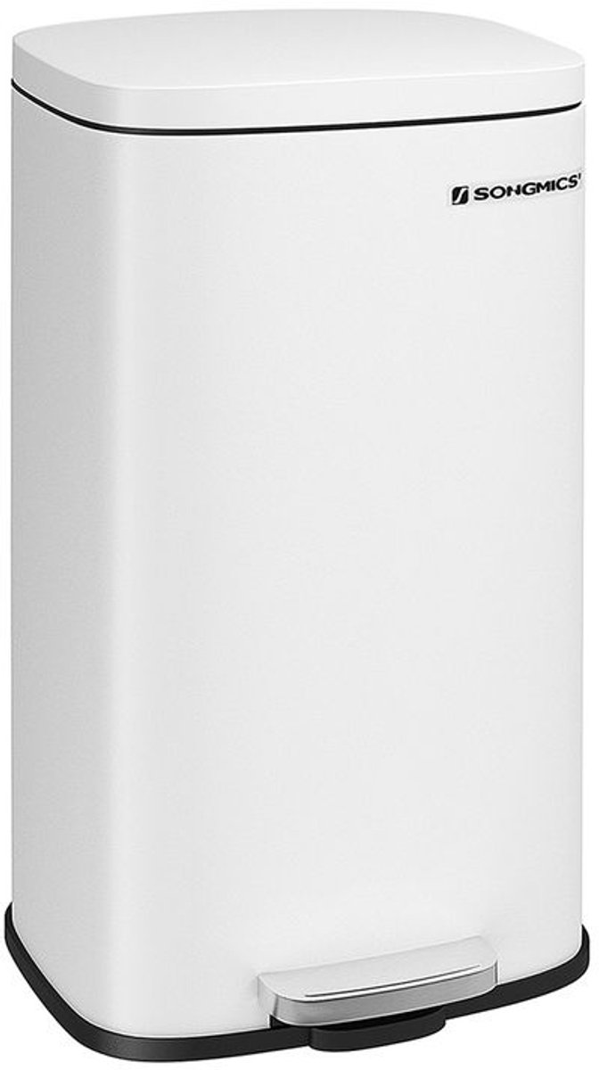 Songmics - Keukenafvalbak - pedaalemmer - prullenbak– 30 liter – Softclose – met binneremmer - Wit