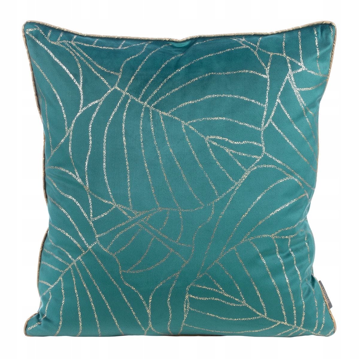 Decoratieve Kussenhoes 45x45cm Turkoois met Gouden Bladafdruk