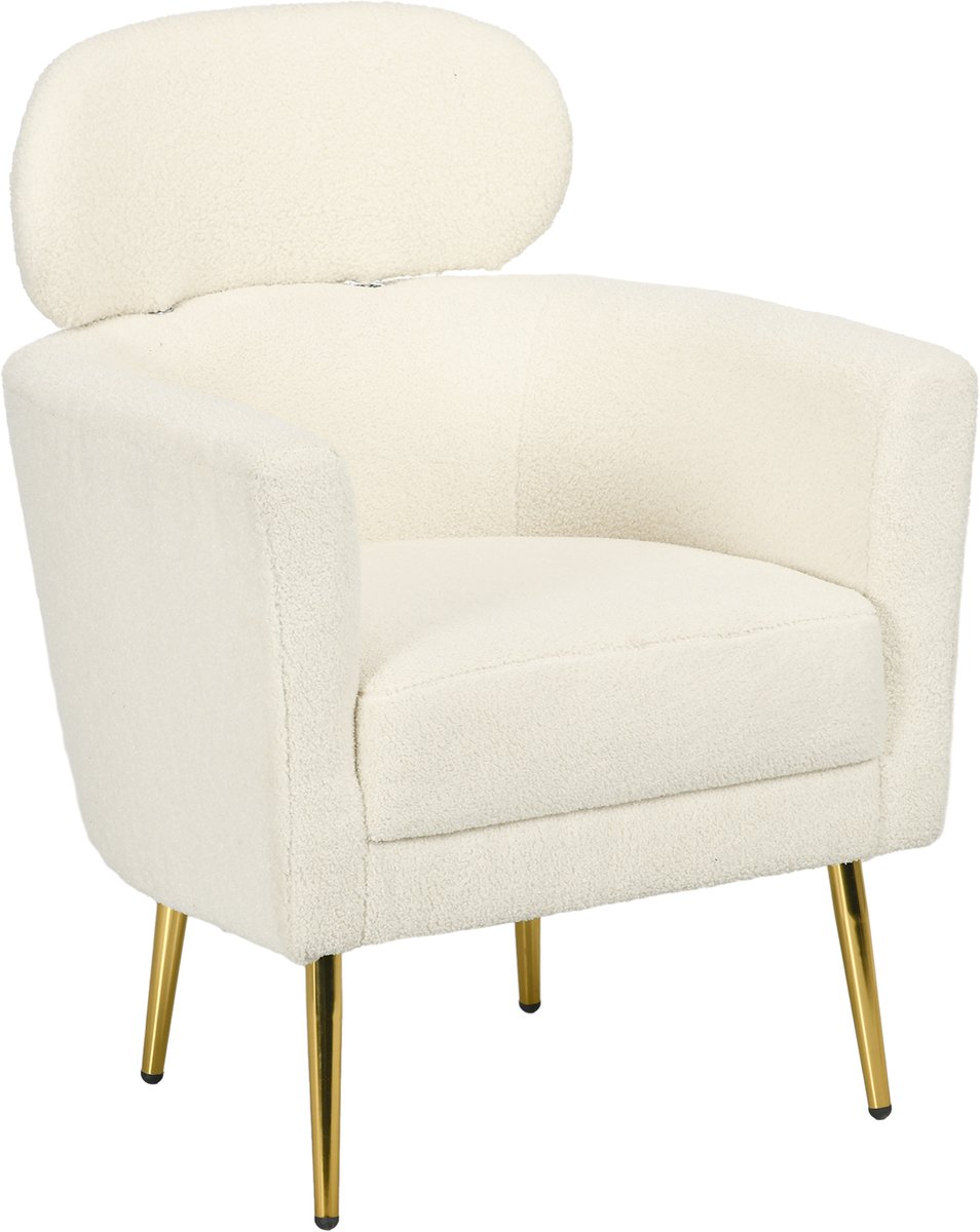 HOMCOM Fauteuil Teddy Pluche (100% polyester) - 71x65x90cm - Crème