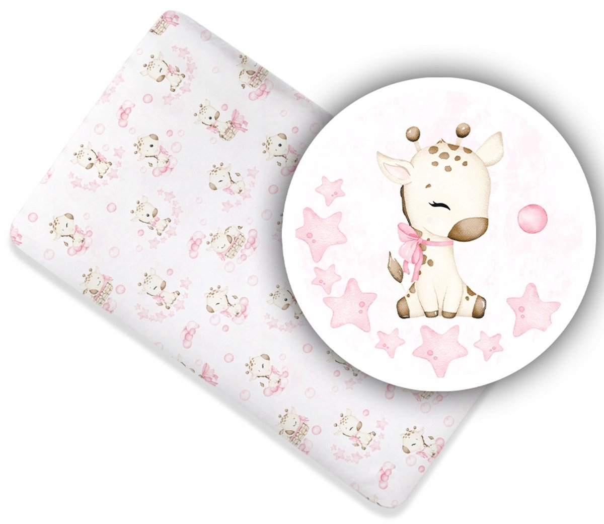 100% Katoenen Kinderbedlaken met Elastiek 180x80cm - Roze Giraf