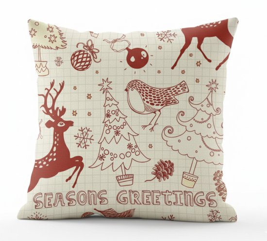Velvet Kussenhoes - 50x50 cm - Kerst season greetings - Sierkussenhoes
