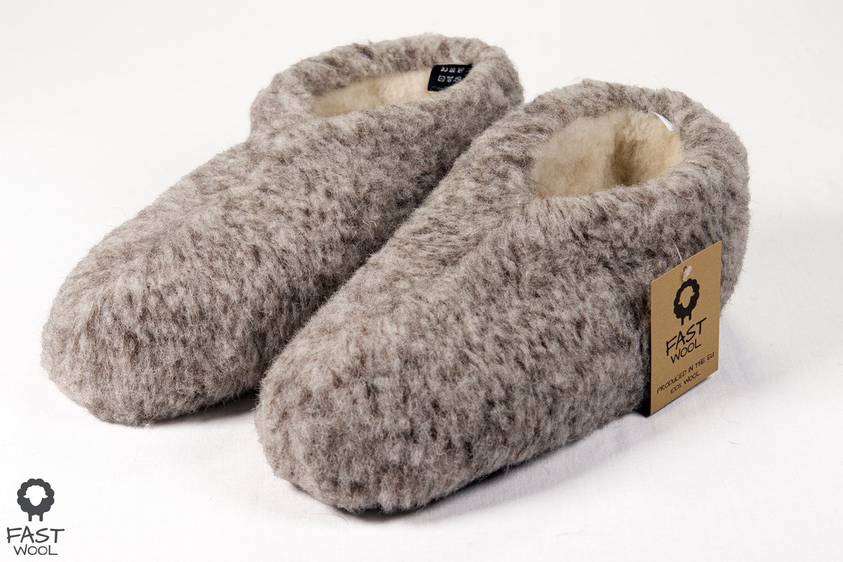 FAST WooL, Spaanse sloffen, 100% wol, gemêleerd, maat 45