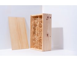 Houten wijnkist 2-vaks met gratis houtwol – Luxe cadeauverpakking voor 2 flessen wijn