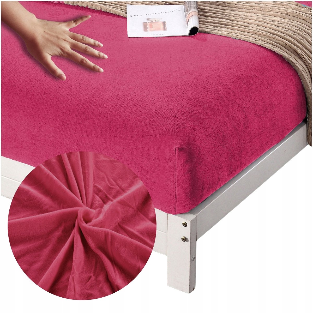 Zacht Pluche Hoeslaken Microvezel 180x200cm Roze met Elastiek