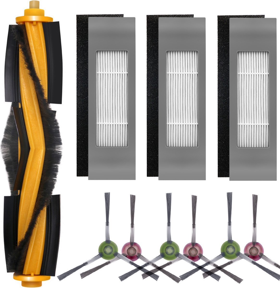 Ecovacs Rolborstels - hoofdborstel - Onderdelen geschikt - HEPA-filters - Geschikt Voor Ecovacs Deebot Ozmo 920/950/700/750/T5/T8/T8+/T8 AIVI/N8/N8+/N8 PRO/T9 - Vervangende onderdelen voor robotstofzuiger Zwart