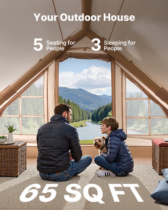 VEVOR Opblaasbare Tent 3-5 Persoons Glamping Tent met Pomp Luifel 3x2x2m van Vevor — afbeelding 3