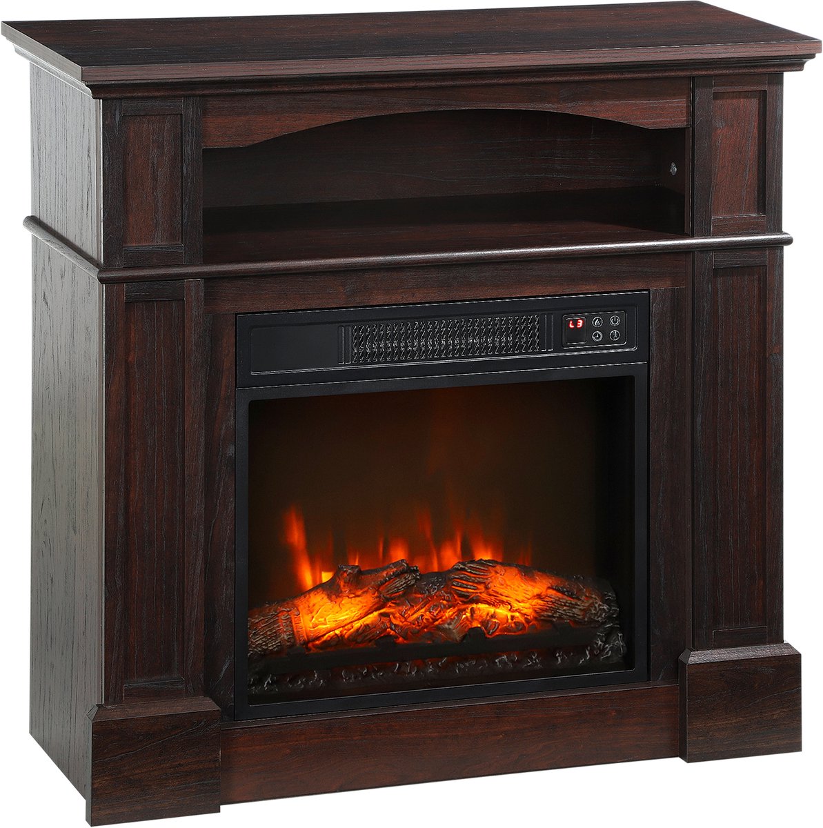 HOMCOM Elektrische Haard - Staal - 80,5x32,3x80,5cm - Bruin