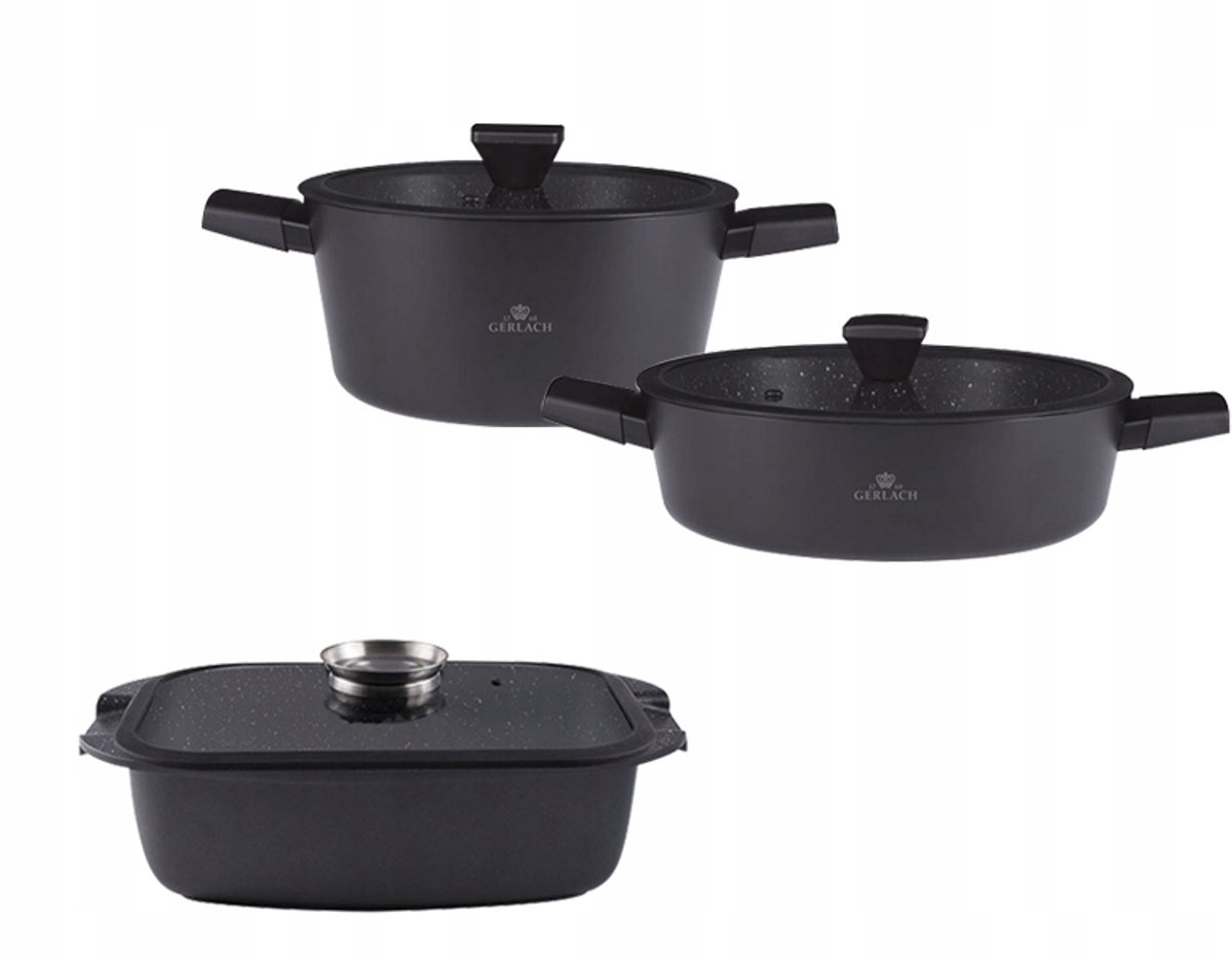 Gerlach Granitex Pannenset 24/28cm + Braadpan 32cm - Inductie