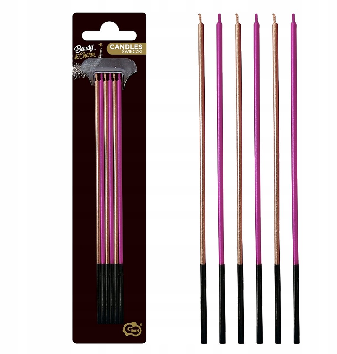 Metalen Kaarsen Roze/Goudroze 6 st